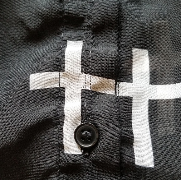 Black See-through Top with White Cross ❤❤❤❤❤ - Picture 3 of 3